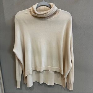 HYDEN YOO | S | Cream Turtleneck Sweater boxy style  wool/ alpaca / linen blend